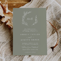 Minimal Leaf | Sage Green Formal Monogram Wedding