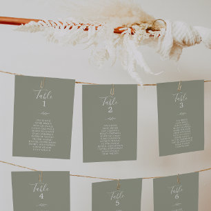 Minimal Leaf Sage Green Hanging Seating Chart Card