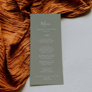 Minimal Leaf   Sage Green Wedding Dinner Menu