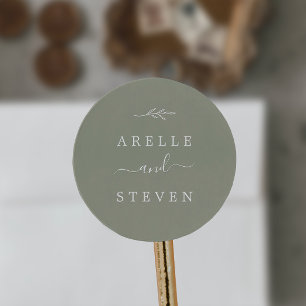 Minimal Leaf   Sage Green Wedding Envelope Seals