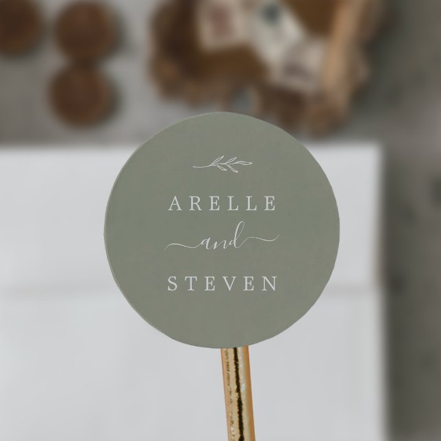 Minimal Leaf | Sage Green Wedding Envelope Seals (Creator Uploaded)