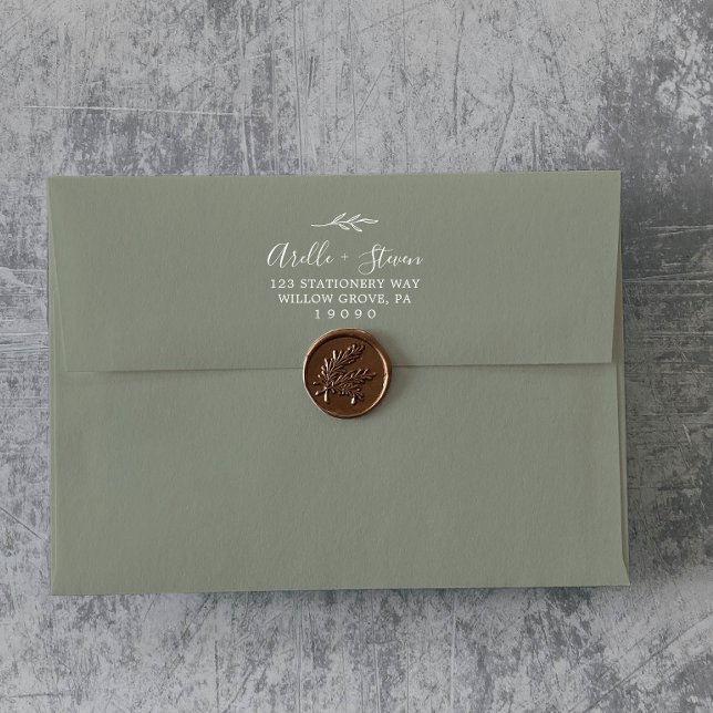 Minimal Leaf | Sage Green Wedding Invitation Envelope (Creator Uploaded)