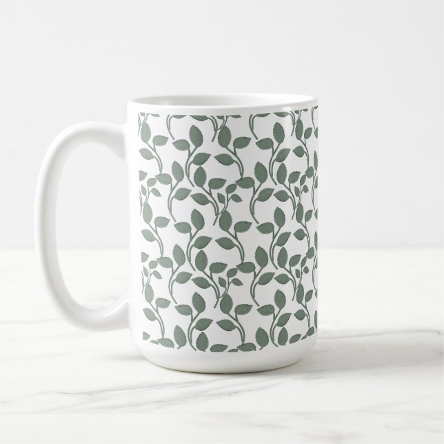 Minimal Leaf Seamless Pattern | Elegant Botanical  Coffee Mug (Left)