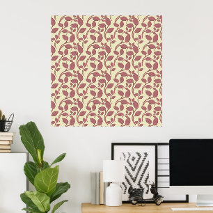 Minimal Leaf Seamless Pattern   Elegant Botanical  Poster