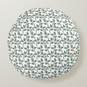 Minimal Leaf Seamless Pattern   Elegant Botanical  Round Cushion