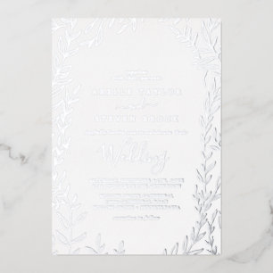Minimal Leaf Silver Foil Frame Wedding