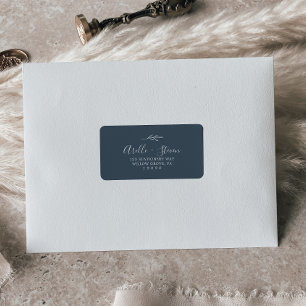 Minimal Leaf Slate Blue Address Labels
