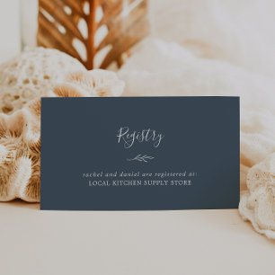Minimal Leaf Slate Blue Gift Registry Enclosure Card