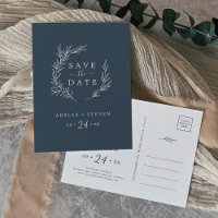 Minimal Leaf | Slate Blue Save the Date
