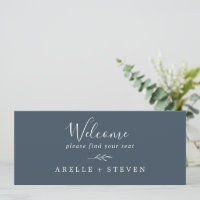 Minimal Leaf | Slate Blue Seating Chart Header