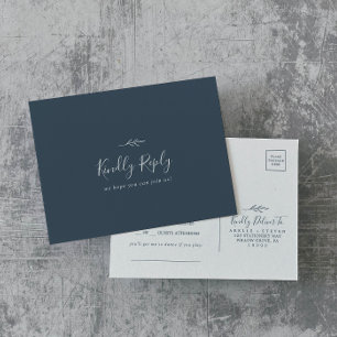 Minimal Leaf Slate Blue Song Request RSVP Postcard