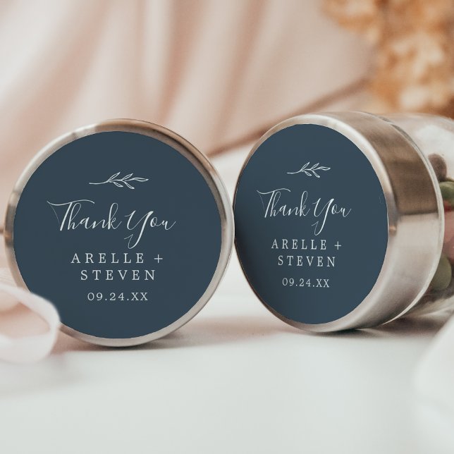 Minimal Leaf | Slate Blue Thank You Favor Sticker (Creator Uploaded)