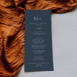 Minimal Leaf | Slate Blue Wedding Dinner Menu<br><div class="desc">This minimal leaf slate blue wedding dinner menu card is perfect for an elegant wedding. The design features a simple greenery silhouette in a dark gray blue with classic minimalist style. This menu can be used for a wedding reception,  rehearsal dinner,  or any event.</div>