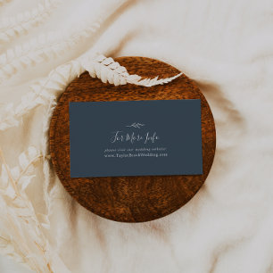 Minimal Leaf Slate Blue Wedding Website Enclosure Card