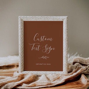 Minimal Leaf   Terracotta Custom Text Sign