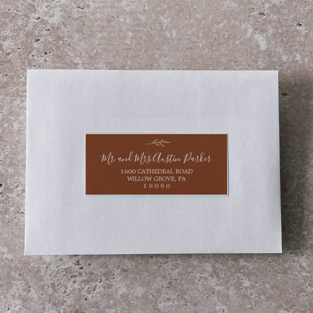 Minimal Leaf Terracotta Guest Address Labels (Creator Uploaded)