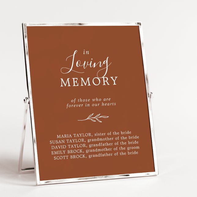 Minimal Leaf Terracotta In Loving Memory Memorial Poster (Creator Uploaded)