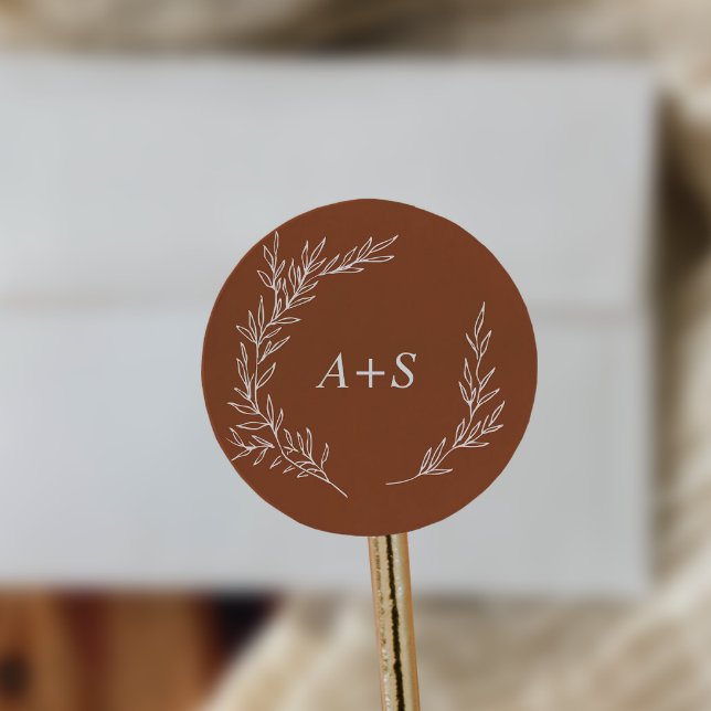 Minimal Leaf | Terracotta Monogram Envelope Seals (Creator Uploaded)