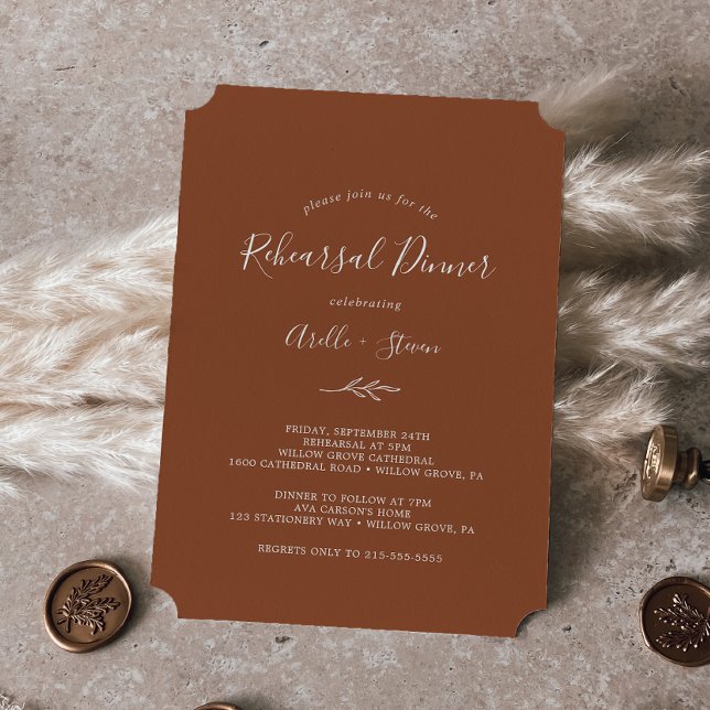 Minimal Leaf | Terracotta Rehearsal Dinner Invitation (Creator Uploaded)