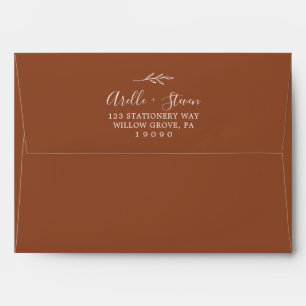 Minimal Leaf Terracotta Wedding Invitation Envelope