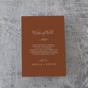 Minimal Leaf Terracotta Wedding Wishing Well Enclosure Card