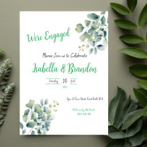 Minimal Leafy Engagement Invitation