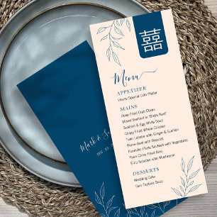 Minimal Leave Chinese Wedding Menu in English