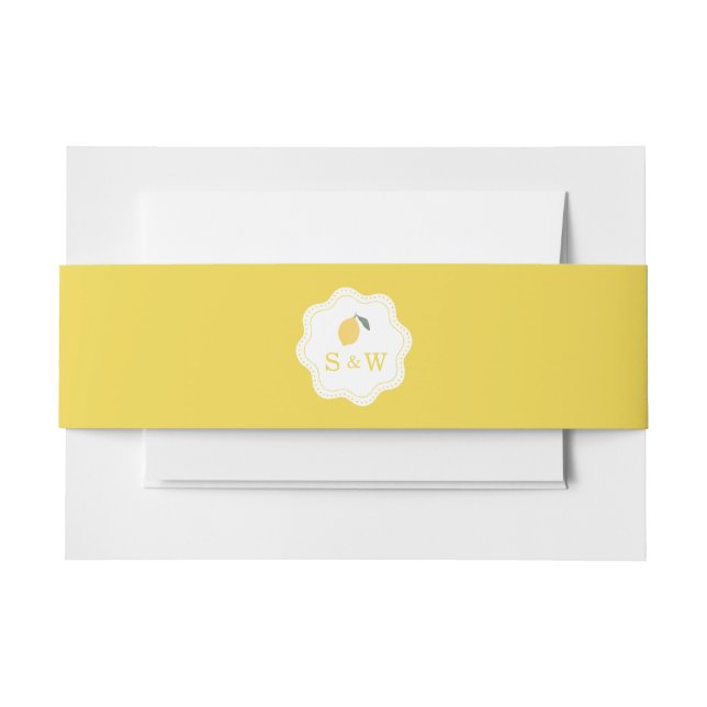 Minimal Lemon Amalfi Coast Monogram Wedding Invitation Belly Band (Front Example)