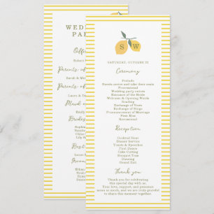 Minimal Lemon Amalfi Coast Wedding Program Card