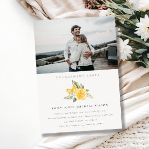 Minimal Lemon Boho Fauna Photo Engagement Invite