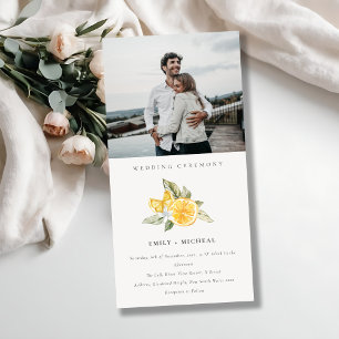 Minimal Lemon Boho Foliage Photo Wedding Invite