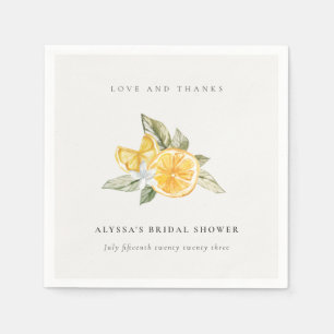 Minimal Lemon Botanical Boho Thanks Bridal Shower Napkin