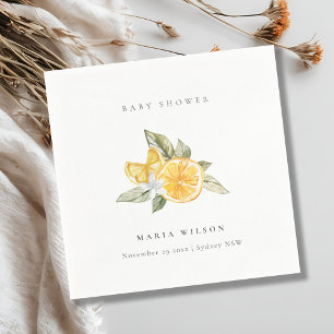 Minimal Lemon Botanical Leafy Boho Baby Shower Napkin