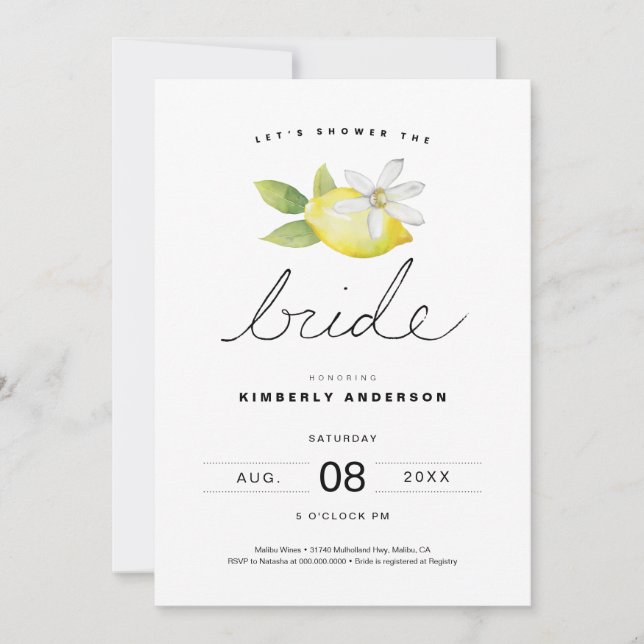 Minimal Lemon Bridal Shower Invitation (Front)