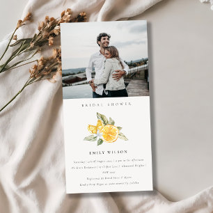 Minimal Lemon Fauna Photo Bridal Shower Invite