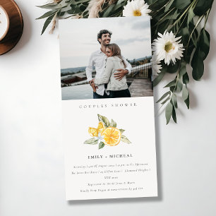Minimal Lemon Fauna Photo Couples Shower Invite