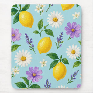 Minimal Lemon Floral Mouse Mat