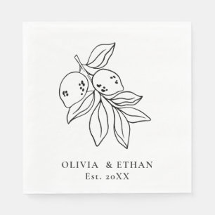 Minimal Lemon Wedding Napkin