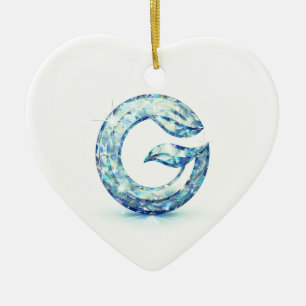 Minimal Letter G Button   Modern Initial Badge  Ceramic Tree Decoration