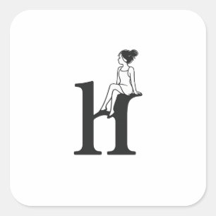 Minimal Letter H Girl Aesthetic Sticker