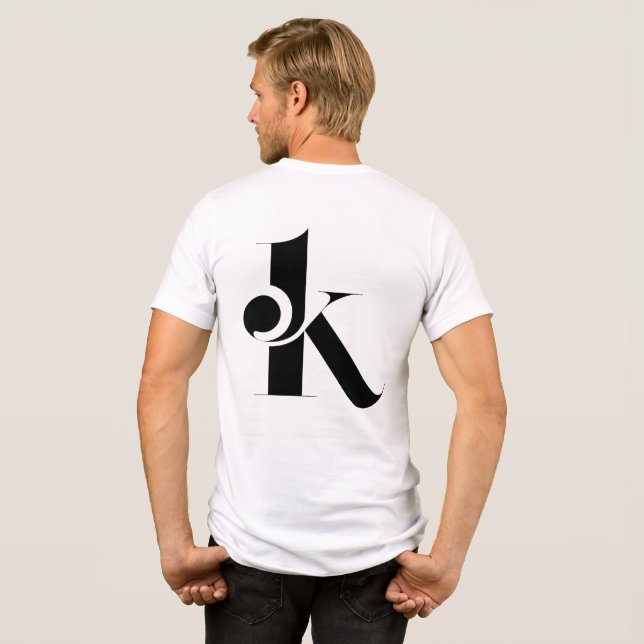 Minimal Letter K Modern T-Shirt | Stylish Black Lo Tri-Blend Shirt (Back Full)