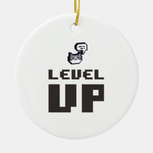 Minimal Level Up Gamer Ceramic Tree Decoration