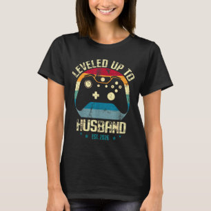 Minimal Leveled Up Husband 2026 Newlywed T-Shirt