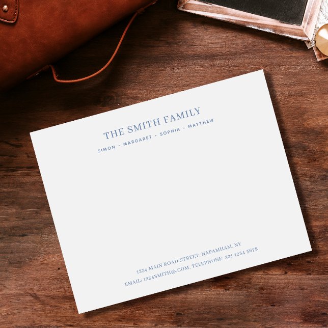 Minimal Light Blue Family Name Stationery Card (Creator Uploaded)