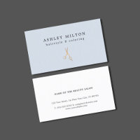 Minimal Light Blue Faux Gold Scissors HairStylist