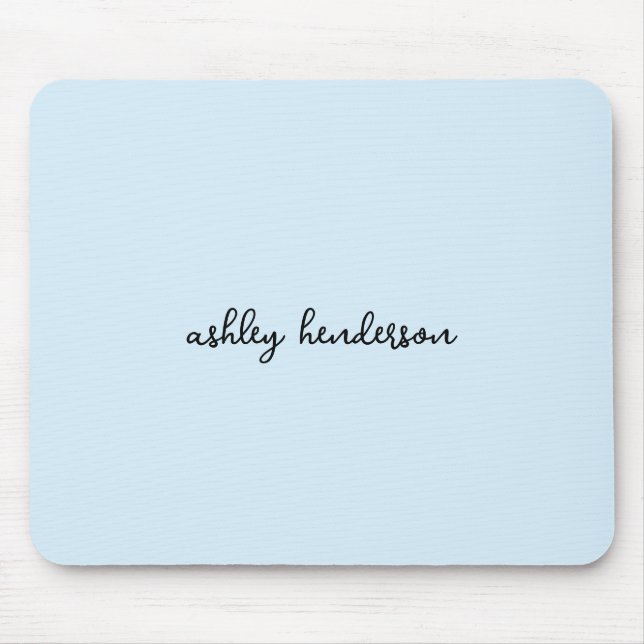 Minimal Light Blue Full Name Monogram Mouse Mat (Front)