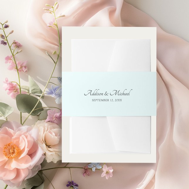 Minimal Light-Blue  Invitation Belly Band (Minimal Light-Blue Invitation Belly Band with your name and date.)