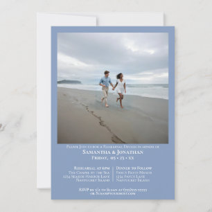 Minimal Light Blue Photo Wedding Rehearsal Dinner Invitation