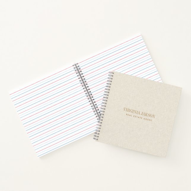 Minimal light cream linen texture print notebook (Inside)
