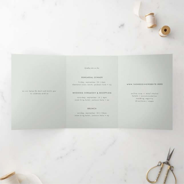 Minimal Light Grey Multi-Event Wedding Invitation (Inside)